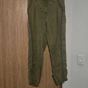 Women's Anthropologie Olive Green Pants with Side Detailing